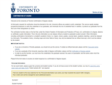 Tablet Screenshot of degreeconfirmation.utoronto.ca